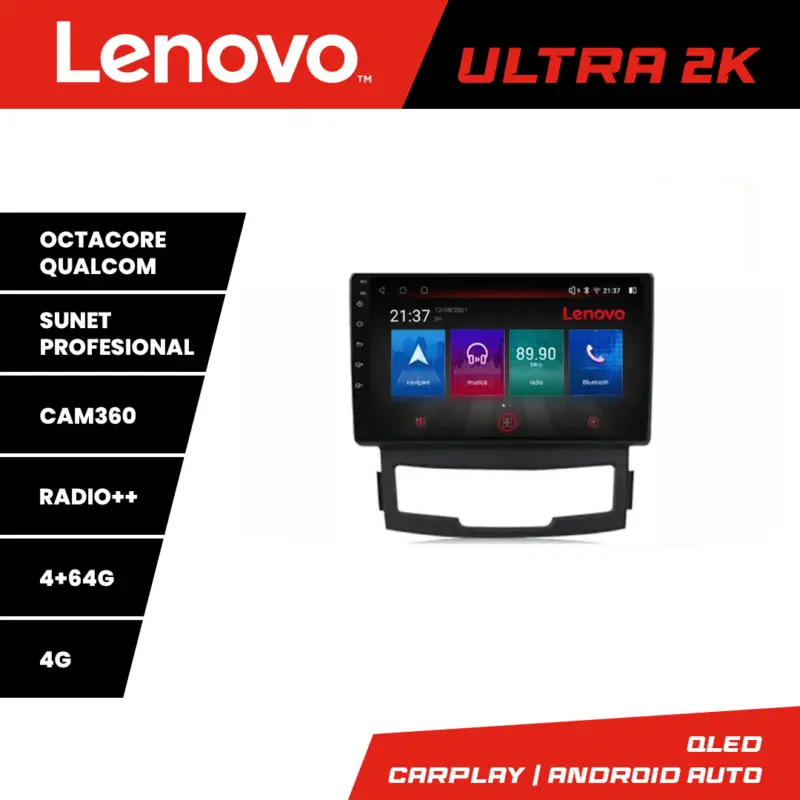 Navigație Android SsangYong Korando 2011-2013 Lenovo QLED 4+64GB 360 Comandă acum