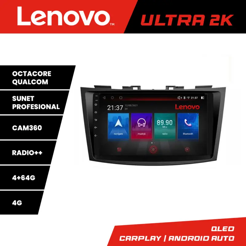 Reducere Navigație Android Suzuki Swift 2010-2017 Lenovo QLED 4GB+64GB 360