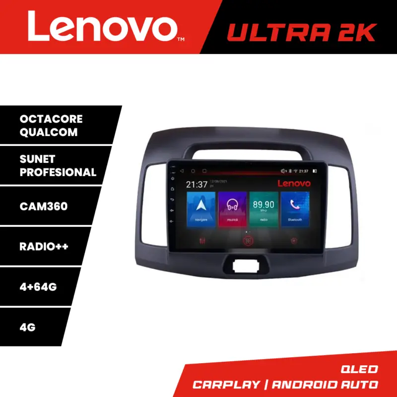 Preferatul clienților Navigatie Android Hyundai Elantra 2007-2011 Lenovo QLED 4+64GB 360