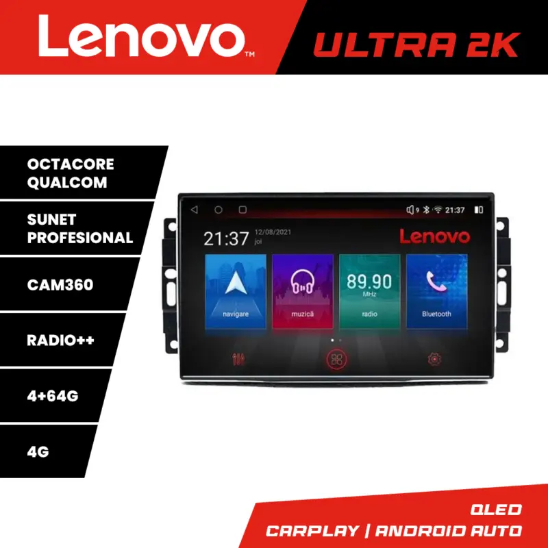 Navigație Chrysler Jeep Lenovo QLED Android 4GB+64GB cu Waze și 360 Ofertă de sezon