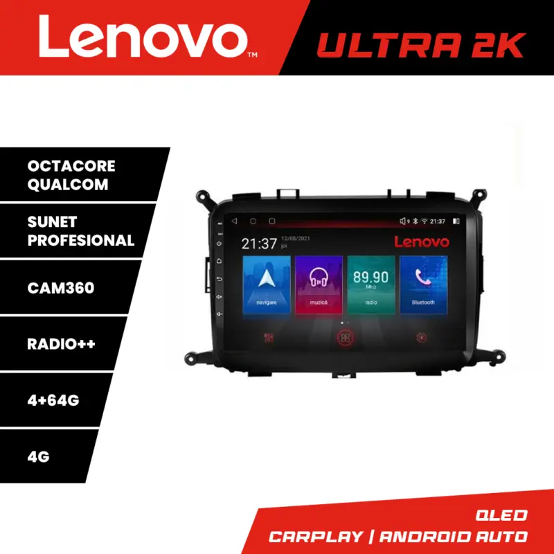 Bestseller Navigație Android Kia Carens 2013-2018 Lenovo QLED 4GB+64GB 360