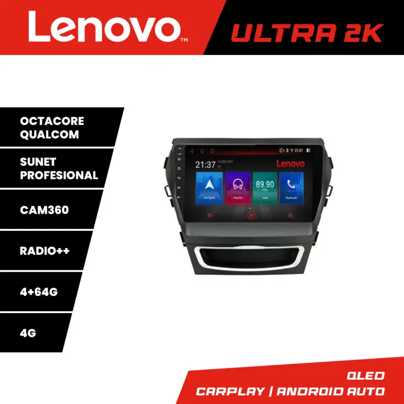 Navigatie Hyundai Santa Fe IX45 2012-2017 Lenovo QLED 4+64GB Android Reducere extra