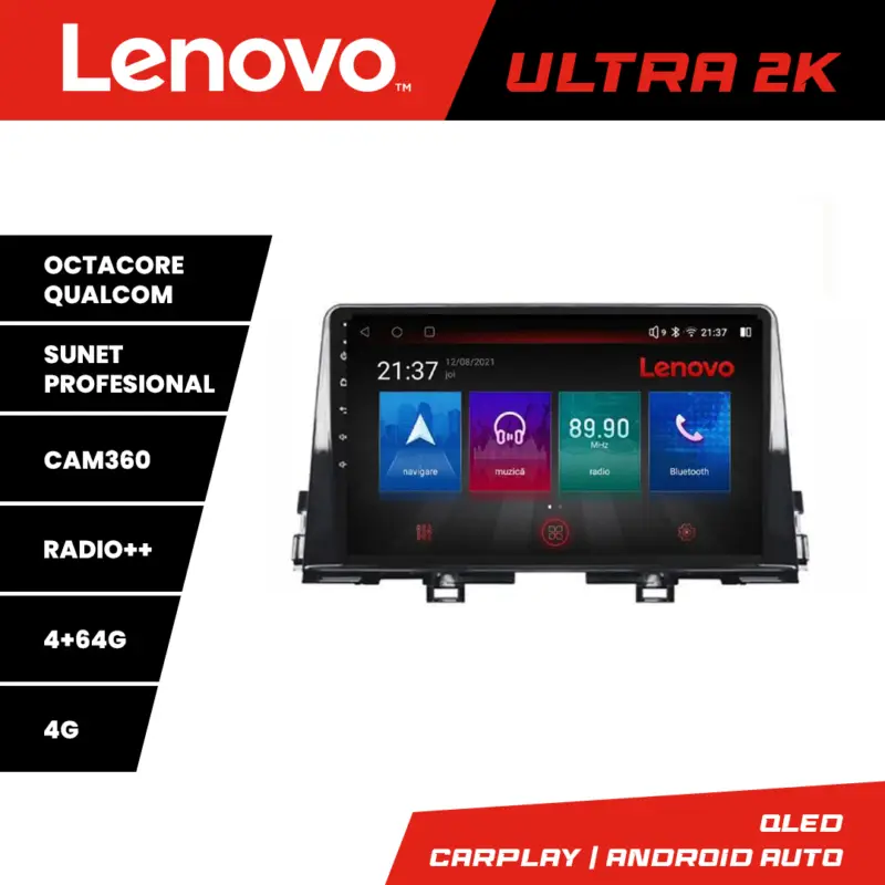 Doar azi Navigație Android Kia Picanto 2016+ Lenovo QLED 4GB RAM 64GB 8 nuclee