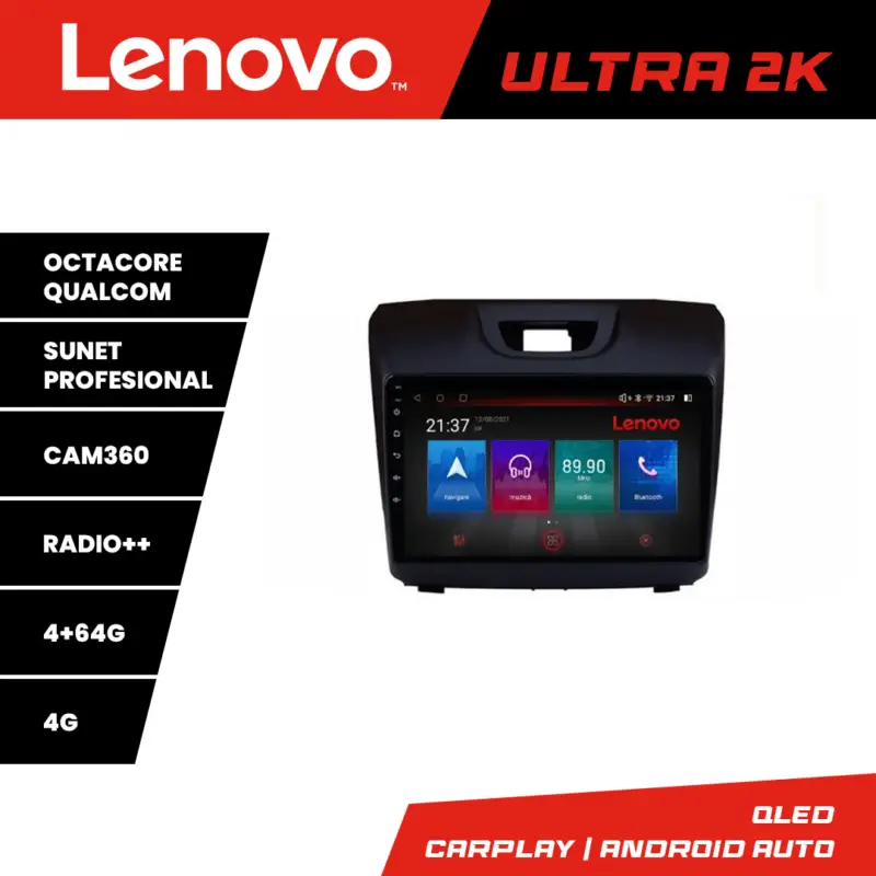 Navigație Android Isuzu D-Max 2015+ QLED 4+64GB 4G GPS 360 Lenovo Doar azi