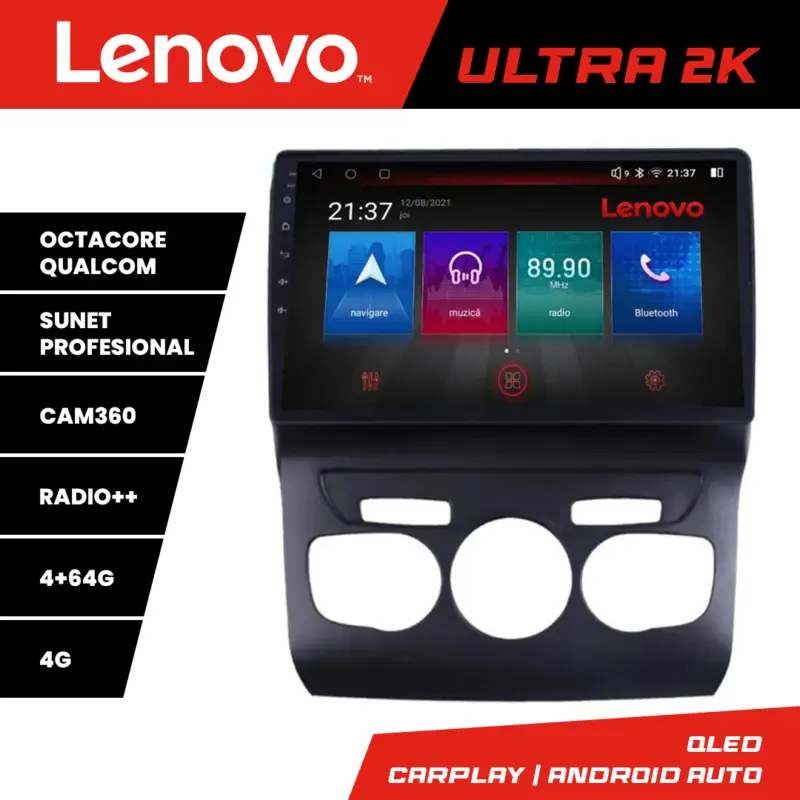 Navigație Android Citroen C4 2011-2016 Lenovo QLED 4GB+64GB 360 Popular
