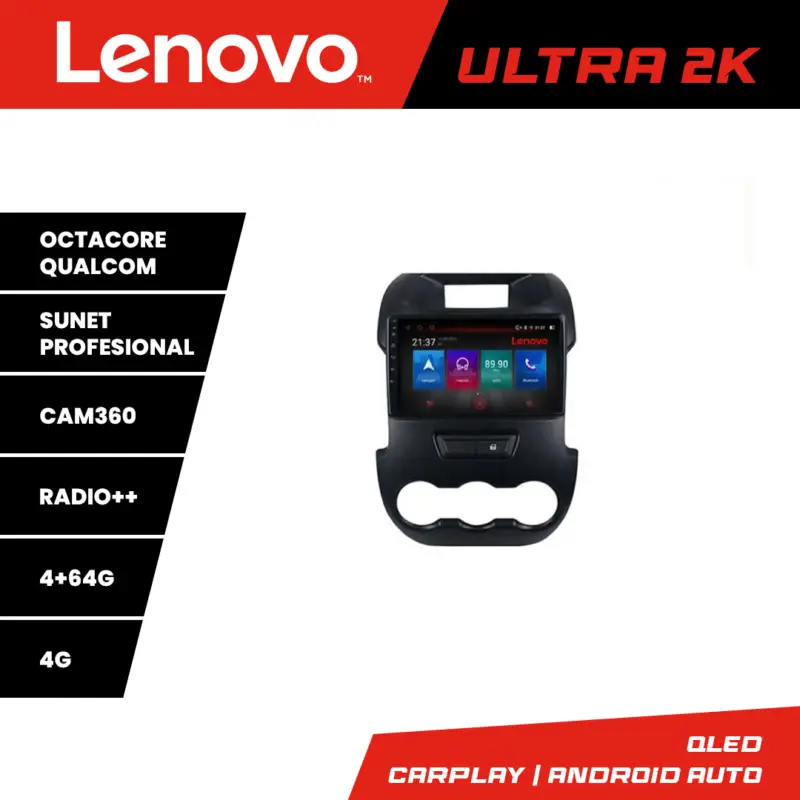 Navigație Android Ford Ranger 2011-2015 QLED 4GB+64GB 360 Lenovo Mai ieftin