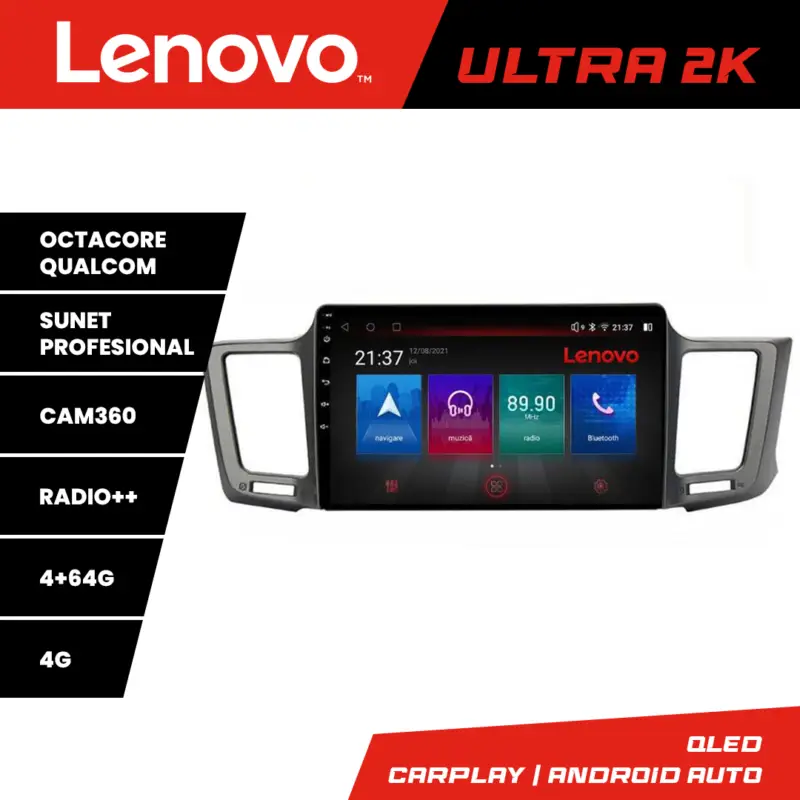 Navigație Toyota RAV4 2013-2018 Lenovo QLED 8 nuclee 4GB+64GB 360 Chilipir