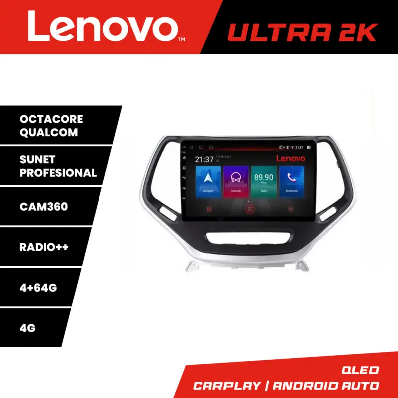 Navigație Jeep Cherokee 2014-2019 Lenovo Ultra 2K QLED 4+64GB Android Livrare expres