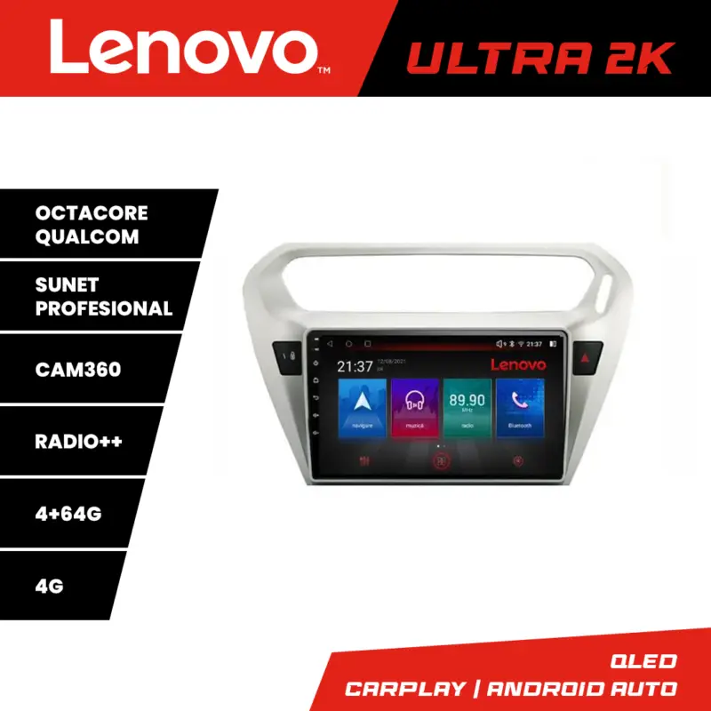 Ofertă de sezon Navigație Android Lenovo QLED 4+64 pentru Peugeot 301 și Citroen C-Elysee