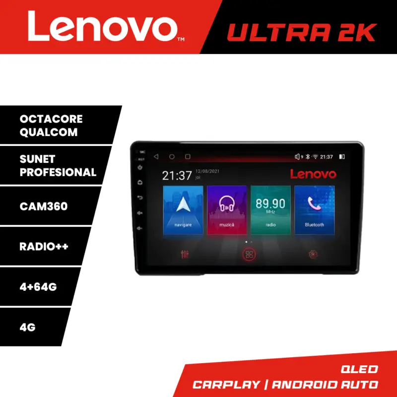 Navigație Android Peugeot 308 2013-2017 Lenovo QLED 4+64GB 360 Preț promoțional