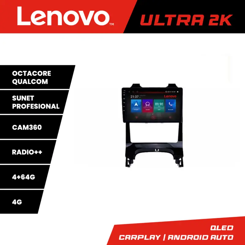 Navigație Android Lenovo QLED 4GB+64GB pentru Peugeot 3008 cu 360 Premium