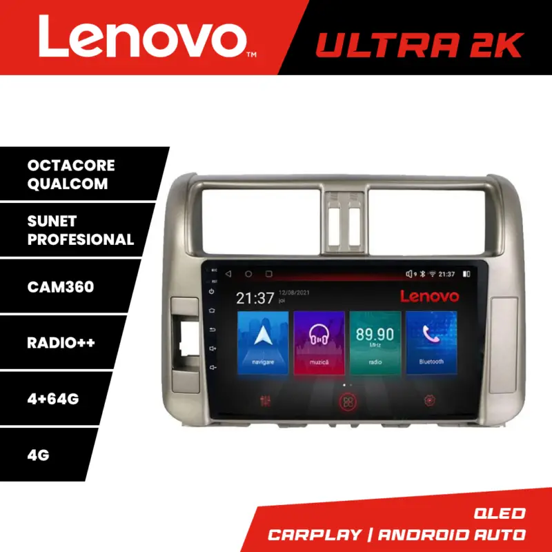 Navigație Android Toyota Prado 2010-2013 Lenovo QLED 4GB+64GB 360 Preț redus