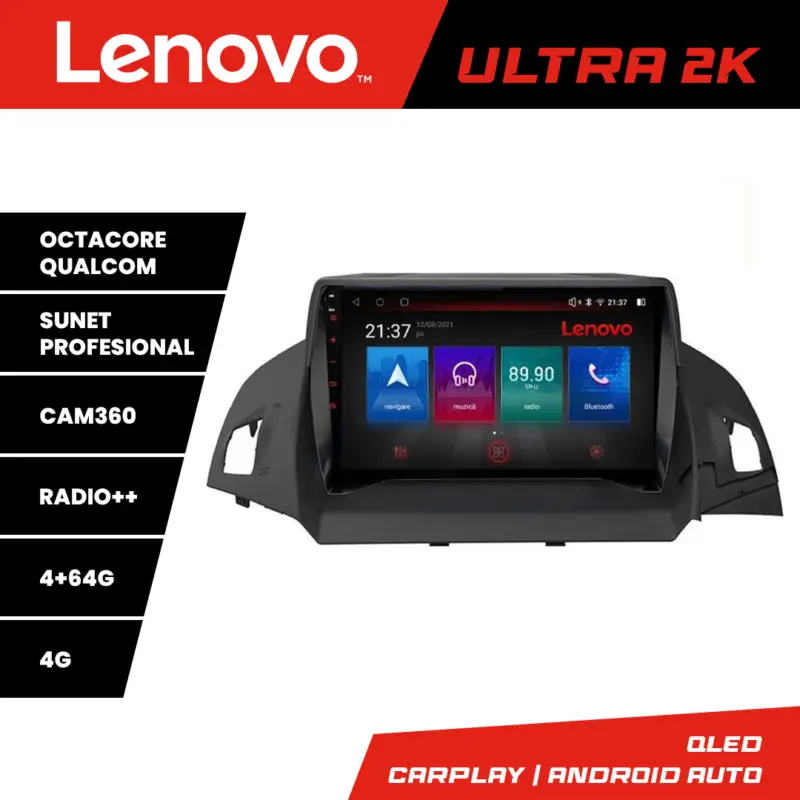 Cumpărături sigure Navigatie Android Lenovo QLED 4GB+64GB pentru Ford Kuga 2013-2017
