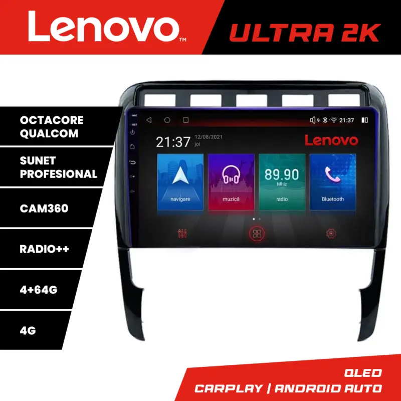 Navigatie Android Porsche Cayenne 2002-2011 Lenovo QLED 4+64GB 360 Promoție