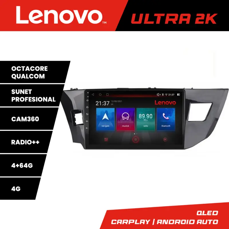 Navigatie Toyota Corolla 2013-2017 Lenovo Ultra 2K QLED 4+64GB 8 nuclee Reduceri