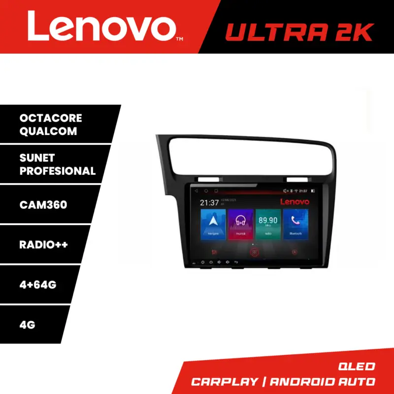 Expediere rapidă Navigație auto Lenovo pentru VW Golf 7, QLED, 8 core, 4GB+64GB, Android