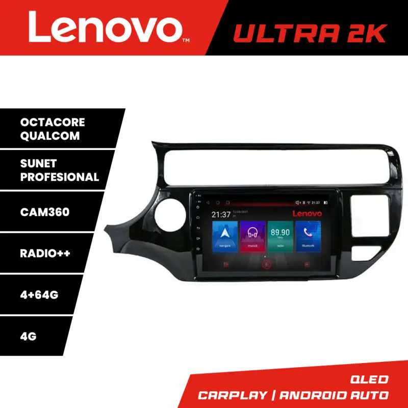 Livrare gratuită Navigatie Android Lenovo pentru Kia Rio 2014-2017, QLED, 4GB+64GB
