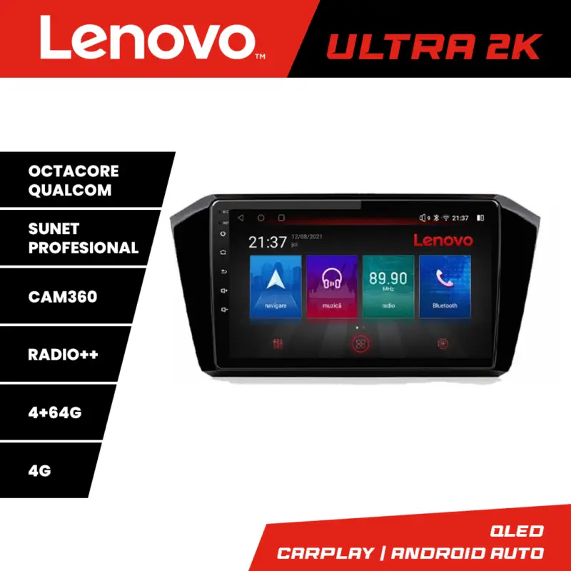 Livrare expres Navigatie Android Lenovo pentru VW Passat 2015+ QLED 4GB+64GB 360