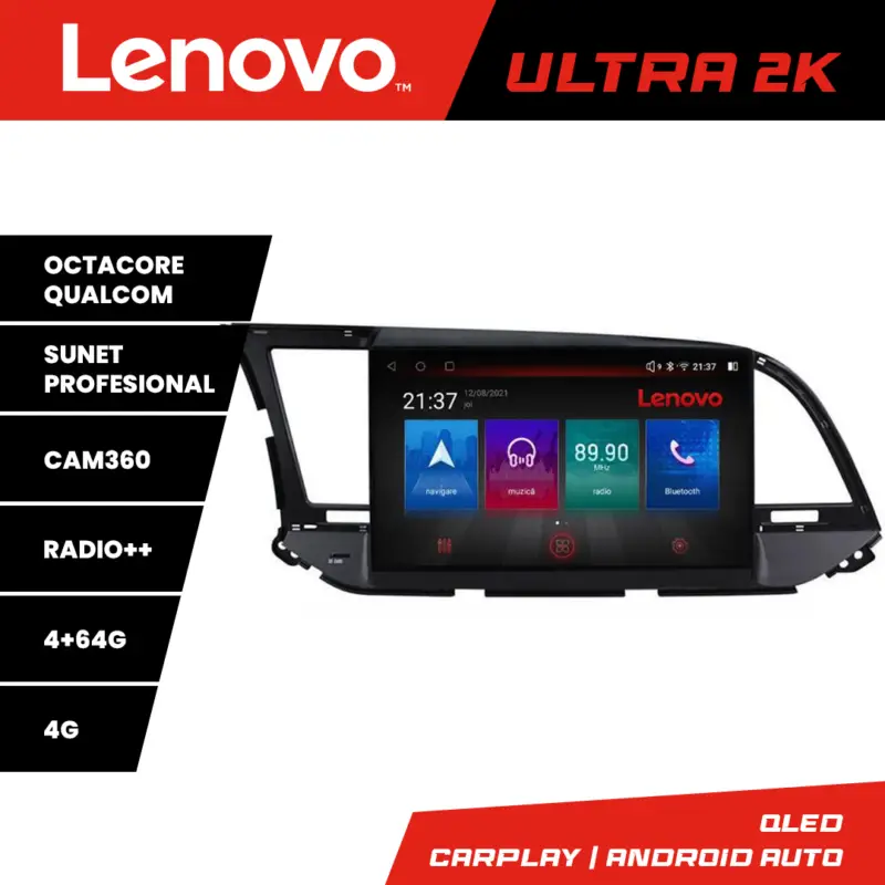 Navigație Hyundai Elantra 2015-2018 Lenovo QLED Android 4+64GB Chilipir