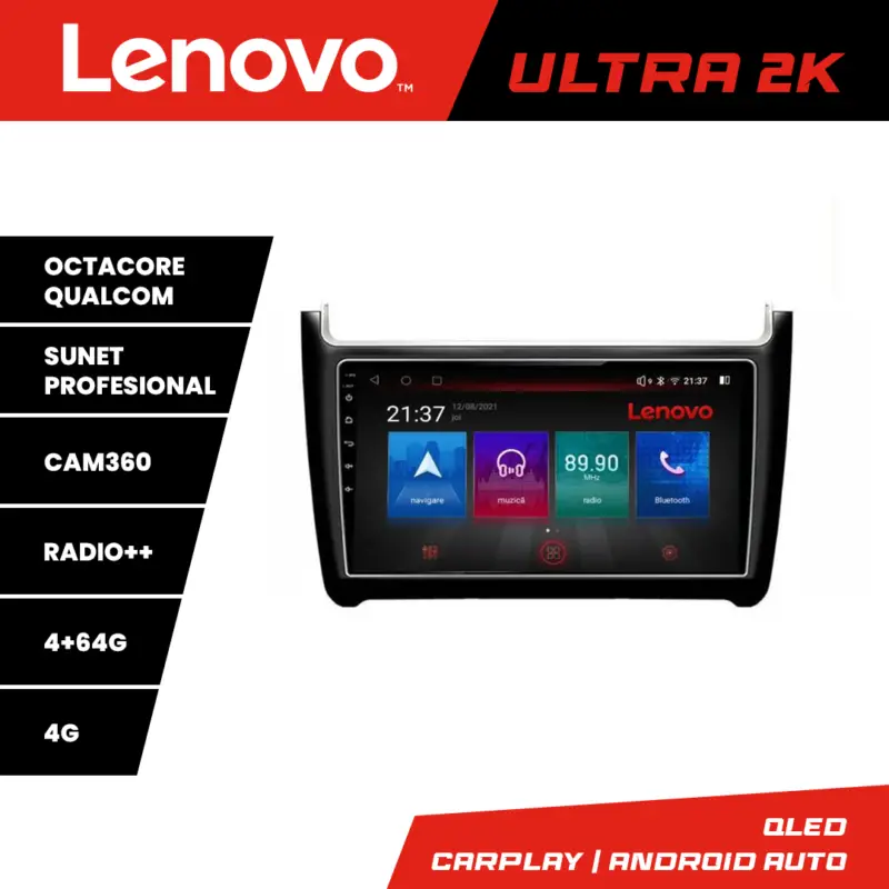 Calitate înaltă Navigatie Android Lenovo pentru VW Polo 2014+ QLED 4GB+64GB 360