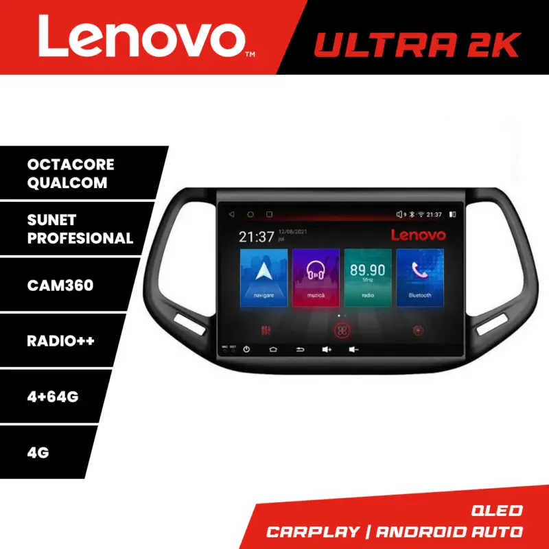 Retur ușor Navigație Android Jeep Compass 2017 Lenovo QLED 4+64GB 360