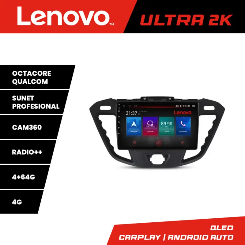 Cumpărături sigure Navigație Android Lenovo QLED 4GB+64GB pentru Ford Transit 2012-2020