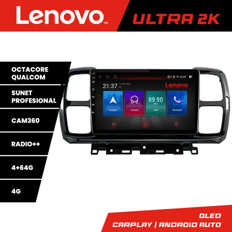 Noutate Navigatie Android Citroen C5 Aircross QLED 4GB+64GB 360 Lenovo