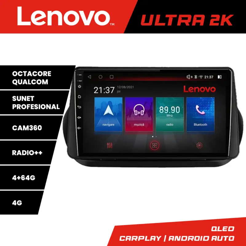 Navigație Android Peugeot Bipper, Citroen Nemo, Fiat Qubo 2008-2017 QLED 4+64GB Reducere extra