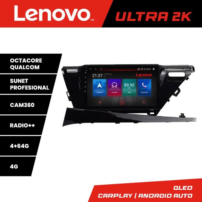 Reducere extra Navigație Toyota Camry 2017-2021 Android QLED 4+64GB 4G GPS 360 Lenovo