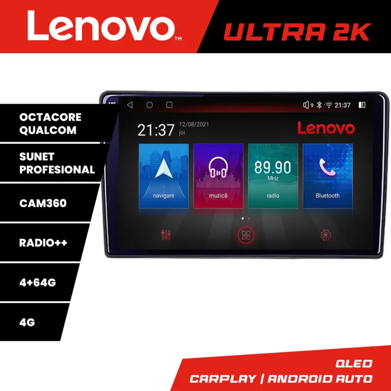 Navigație Android Kia Ceed 2007-2009 QLED 4+64GB 8 nuclee 360 Lenovo Preț redus
