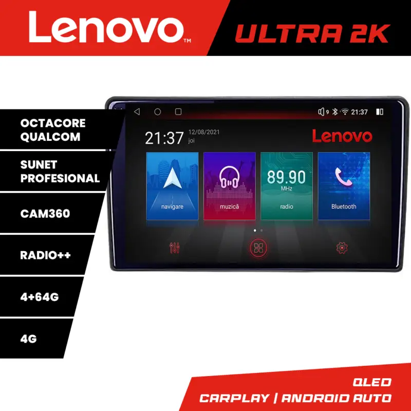 Navigație Android Kia Ceed 2010-2012 QLED GPS 4GB+64GB 4G Lenovo Reducere extra
