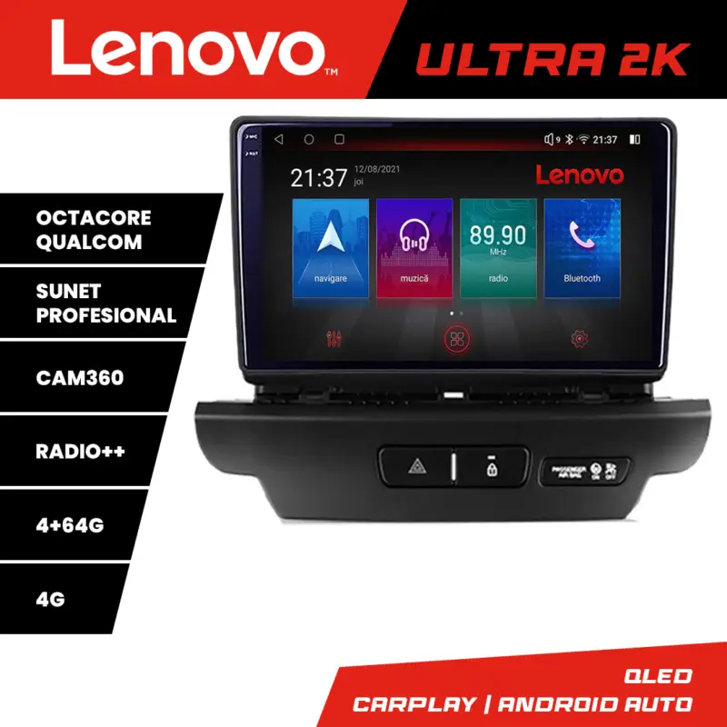 Plată securizată Navigație Android Kia Ceed 2018-2020 QLED 4GB+64GB 4G GPS 360 Lenovo