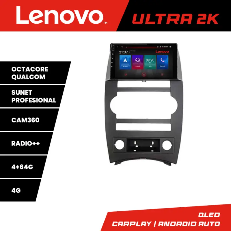 Plată sigură Navigație Android Jeep Commander 2006-2010 QLED GPS 4+64GB 360 Lenovo