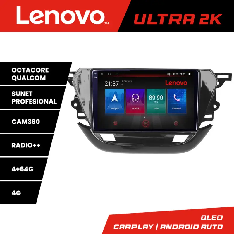 Navigație Android Opel Corsa F 2019+ QLED GPS 4G 4GB+64GB Lenovo Livrare gratuită