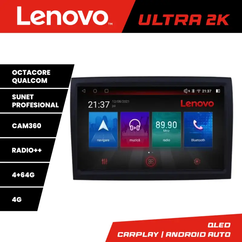 Navigație Lenovo QLED Android 4+64 pentru Fiat Ducato 2006-2021 Bestseller