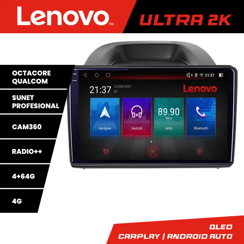 Retur gratuit Navigație Android Ford EcoSport 2017-2019 QLED 4GB+64GB GPS 360 Lenovo