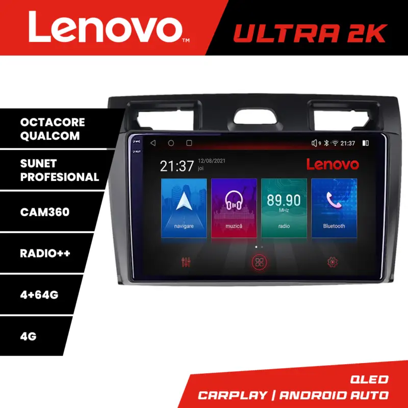 Navigație Android Ford Fiesta MK5 2002-2008 QLED 4GB+64GB 4G GPS Lenovo Plată securizată