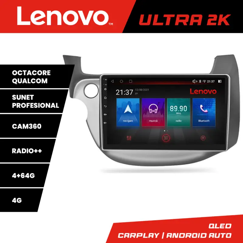 Premium Navigație Android Honda Fit 2008-2013 QLED GPS 4GB+64GB 4G 360 Lenovo