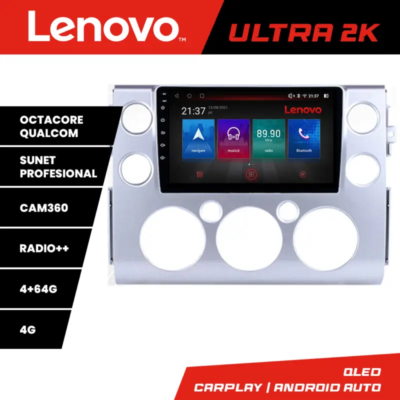 Navigație Android Toyota FJ Cruiser 2006-2020 QLED 4GB+64GB 360 Lenovo Disponibil imediat