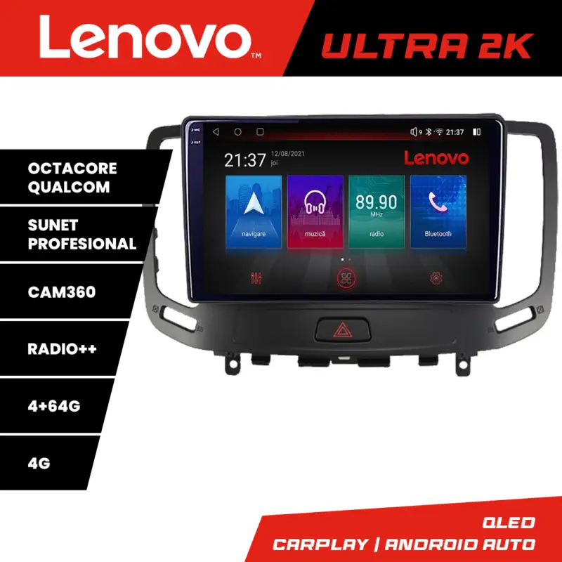 Livrare gratuită Navigație Android Infiniti G35 G37 2006-2013 QLED GPS 4GB+64GB Lenovo