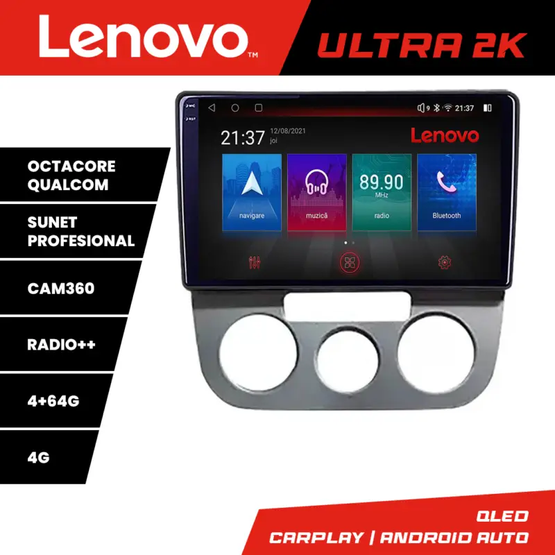 Preț redus Navigatie Android VW Golf 5 2004-2010 QLED GPS 4GB+64GB 4G Lenovo