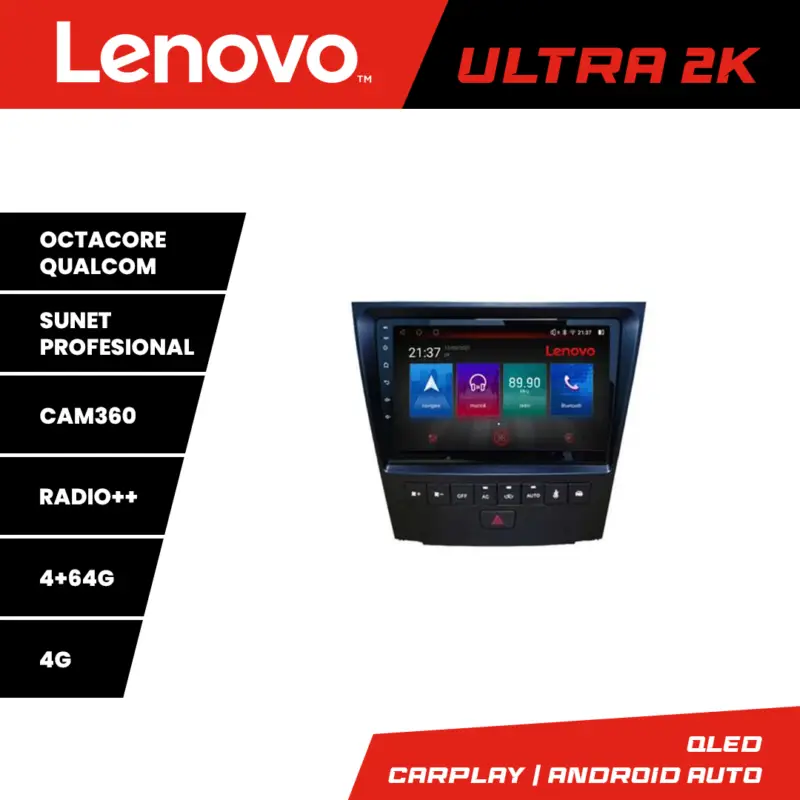 Navigatie Lexus GS 2004-2011 Lenovo QLED 4GB+64GB Android 360 Preț promoțional