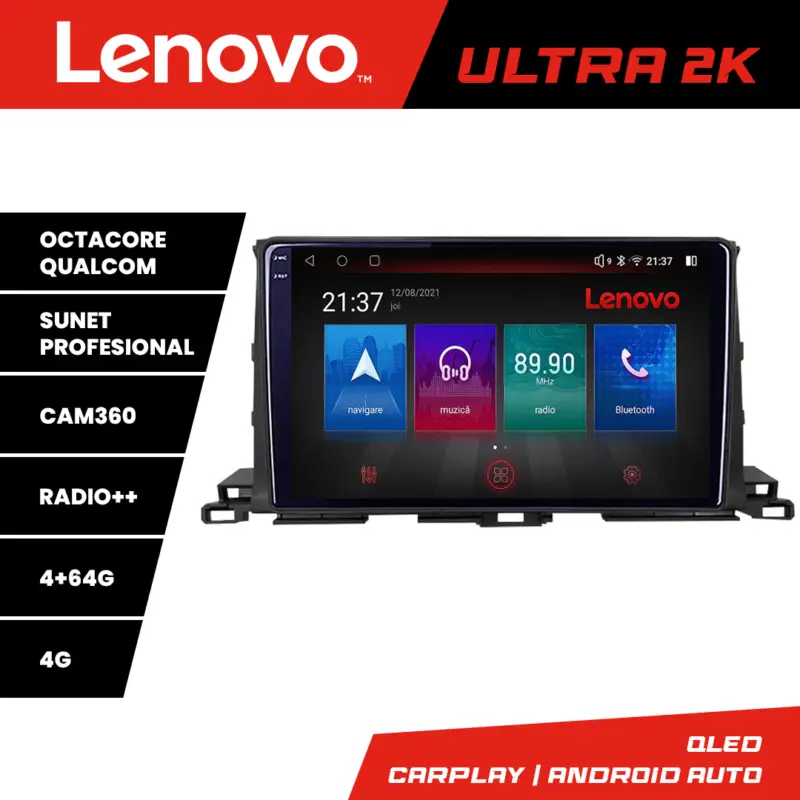 Ofertă Navigație Android Toyota Highlander 2013-2018 QLED 4GB+64GB 360 Lenovo