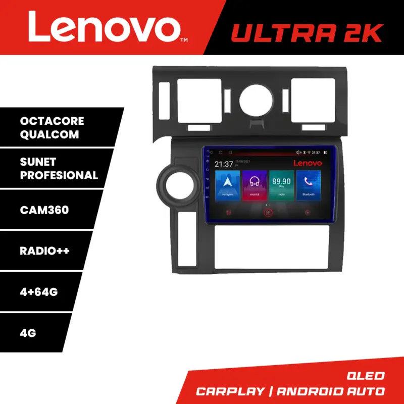 Reducere Navigație Android Hummer H2 2008-2010 QLED 4GB+64GB GPS 360 Lenovo