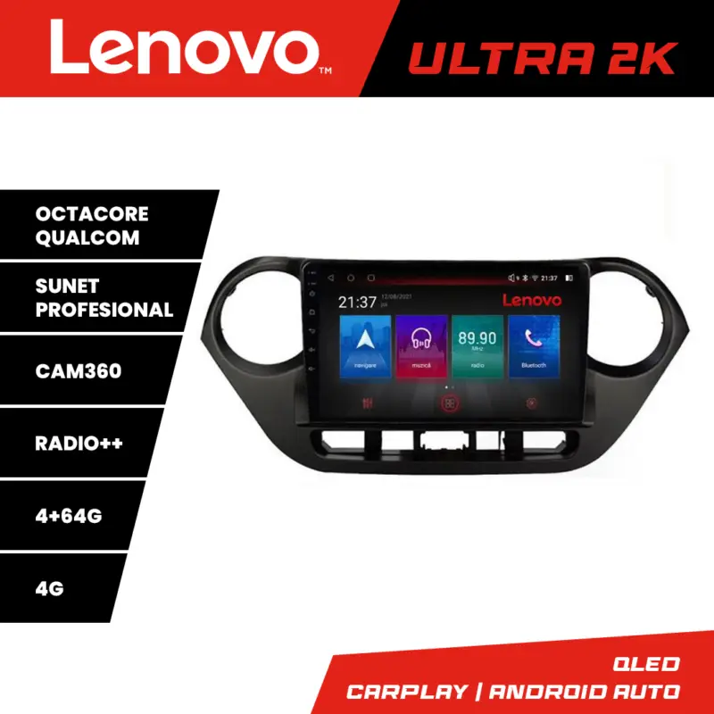 Transport gratuit Navigatie Android Hyundai i10 2013-2019 Lenovo QLED 4+64GB 360