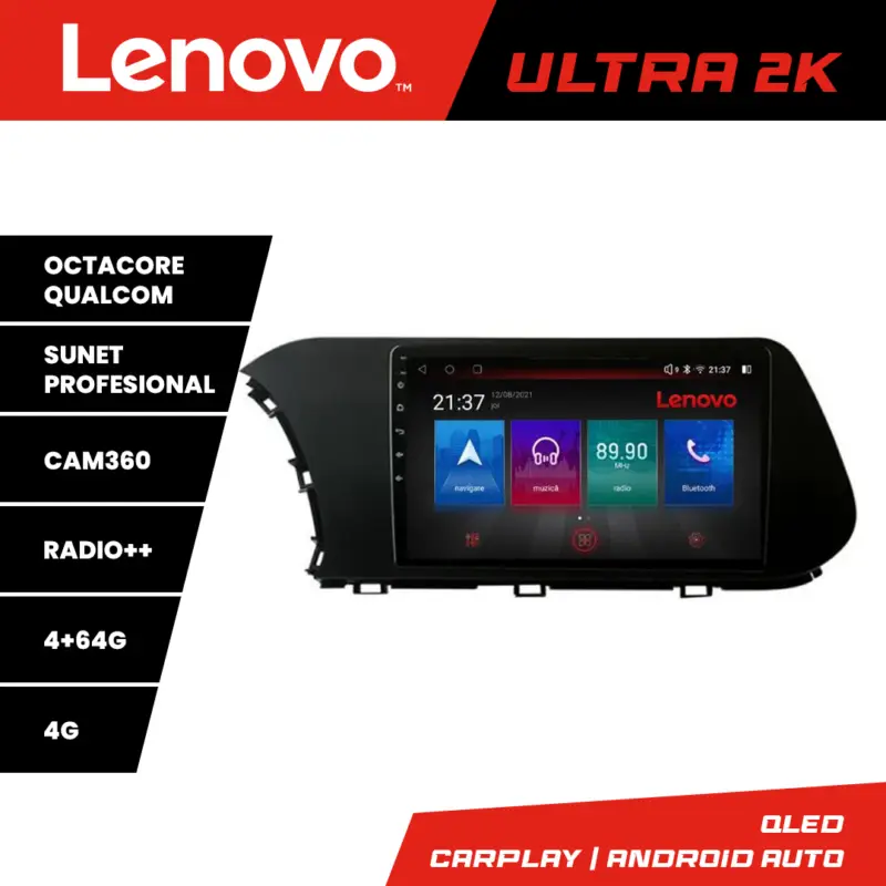 Navigație Hyundai i20 2020+ Lenovo QLED Android 4GB+64GB 360 Bestseller