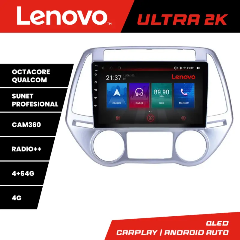 Navigație Hyundai i20 2011-2014 Android QLED 4+64GB GPS 360 Lenovo Cel mai bun preț