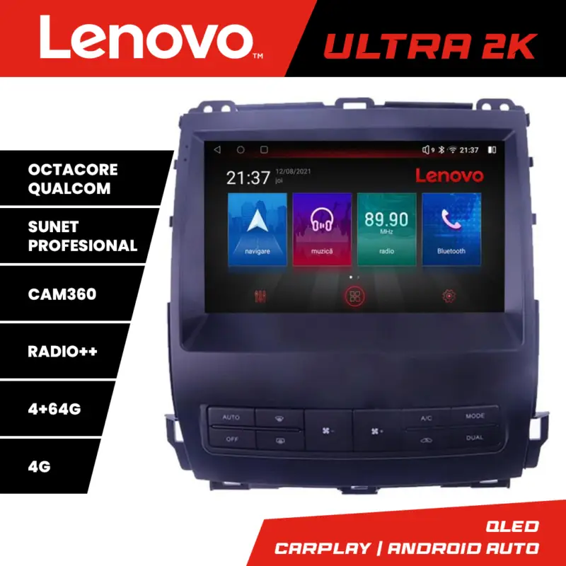 Premium Navigatie Toyota Prado J120 2002-2009 Lenovo QLED 8 Core 4GB+64GB Android
