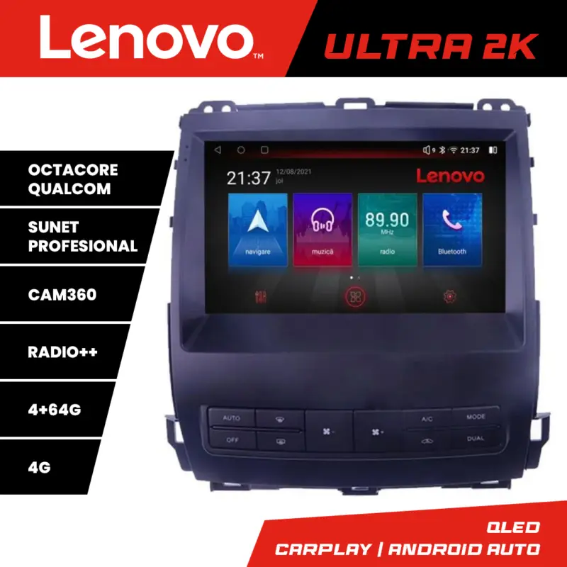 Navigație Toyota Prado J120 2002-2009 Lenovo QLED 4GB+64GB Android Disponibil imediat