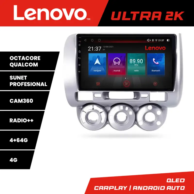 Navigație Honda Fit Jazz 2004-2008 Android QLED GPS 4+64GB 360 Lenovo Cumpărături sigure